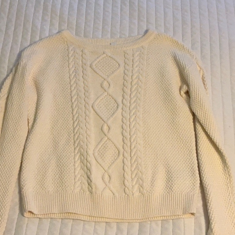 GAP Cream Crew Neck Cable Knit Sweater
